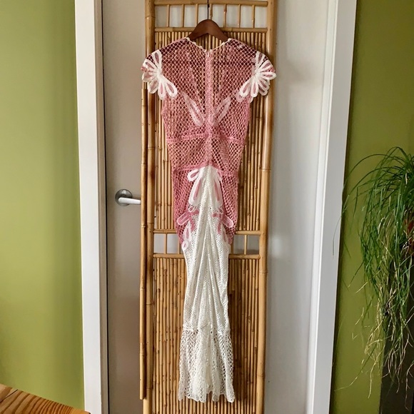 Pink and off white net maxi dress. US S. - Picture 4 of 9